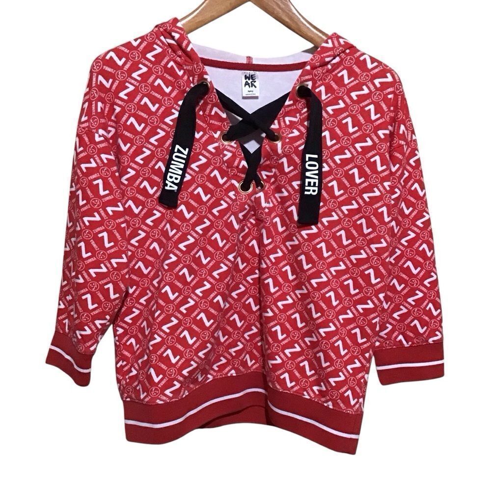 Zumba "Made With Love" Lace‎ Up Hoodie Spicy Small